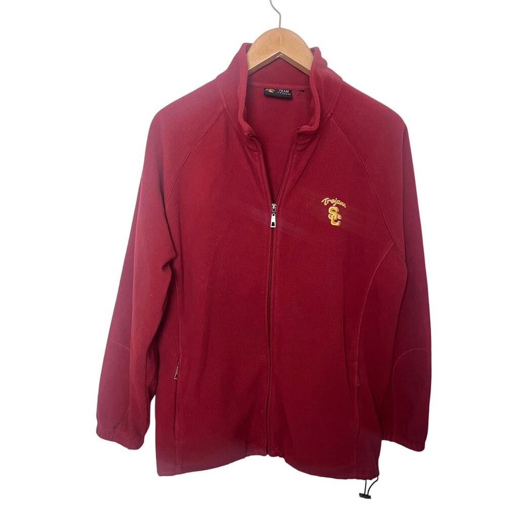 USC Trojans Full Zip Fleece Jacket Team Trojan Men’s Sz Medium Red